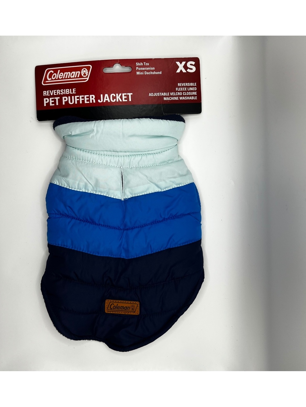 NEW Coleman blue Thick stripes Extra Small Dog Pet Puffer Jacket